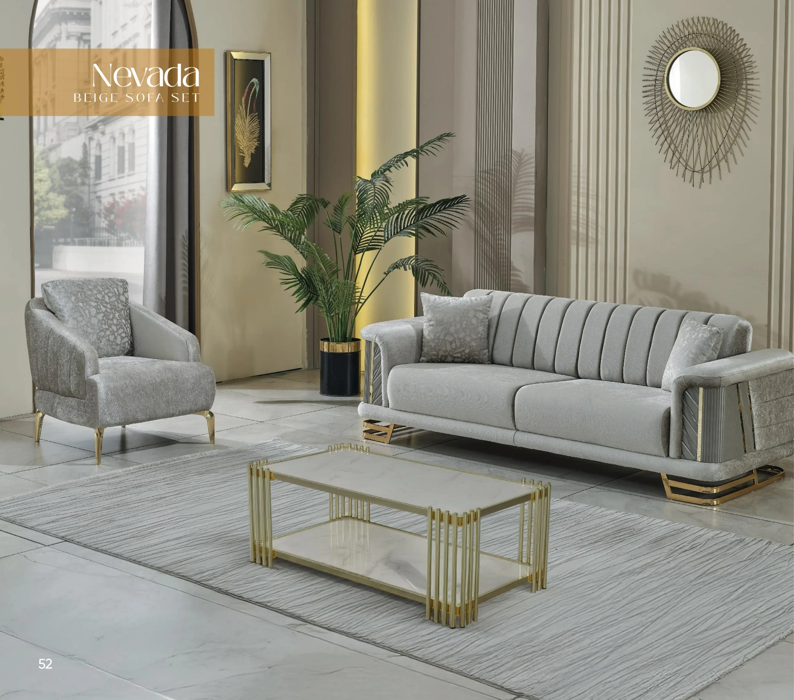 Nevada Beige Sofa Set