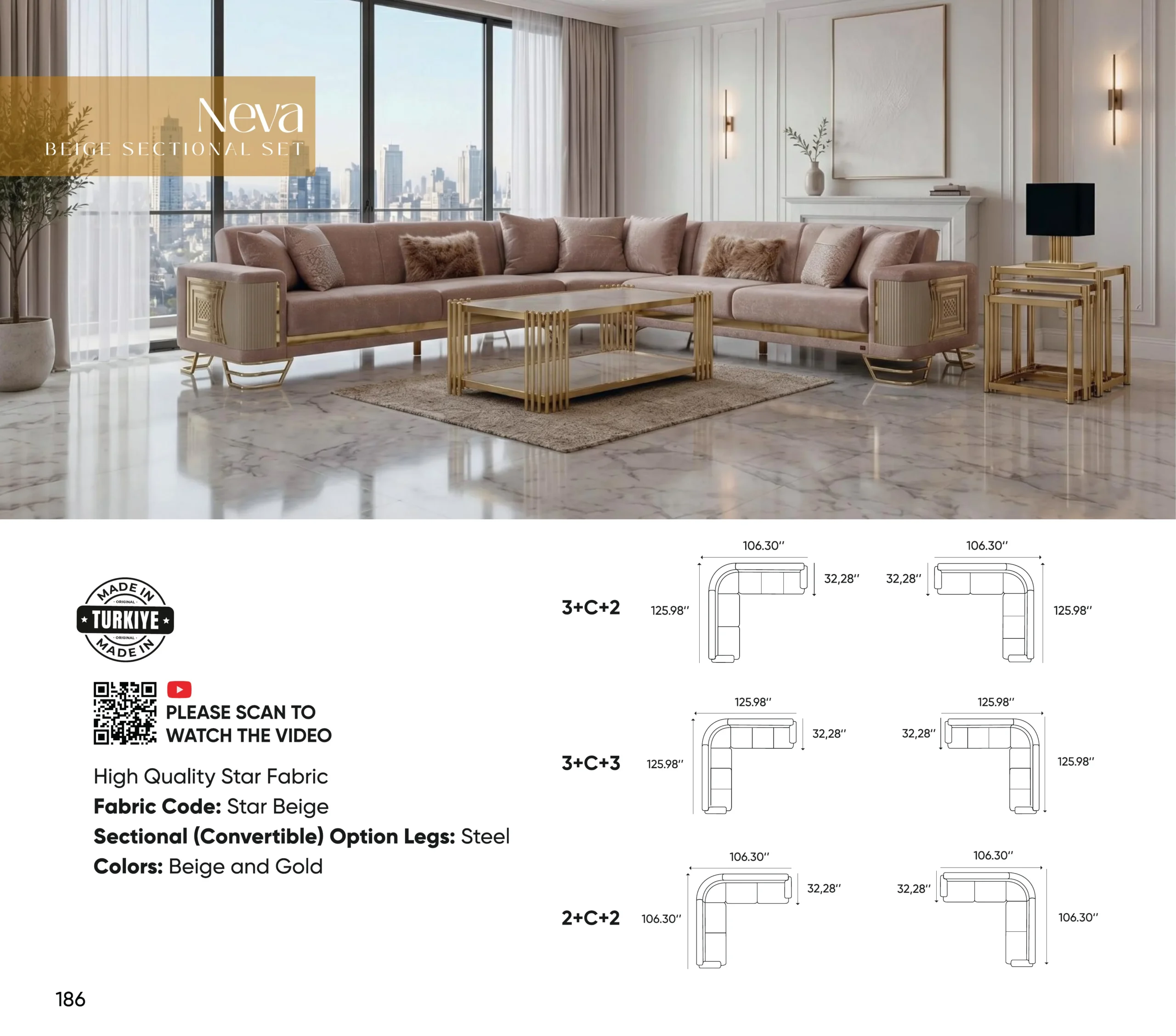 Neva Beige Sectional Set