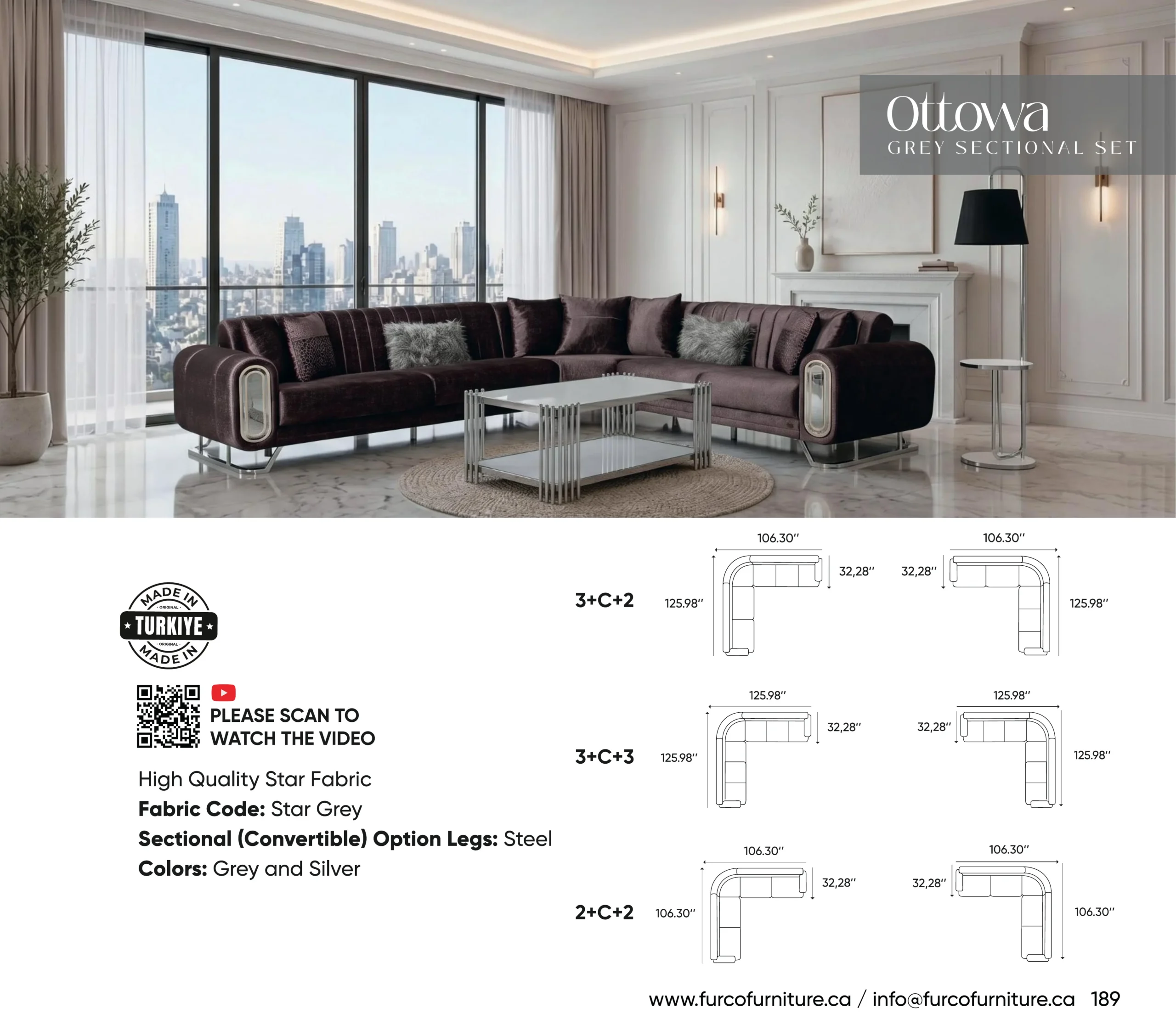 Ottowa Grey Sectional Set