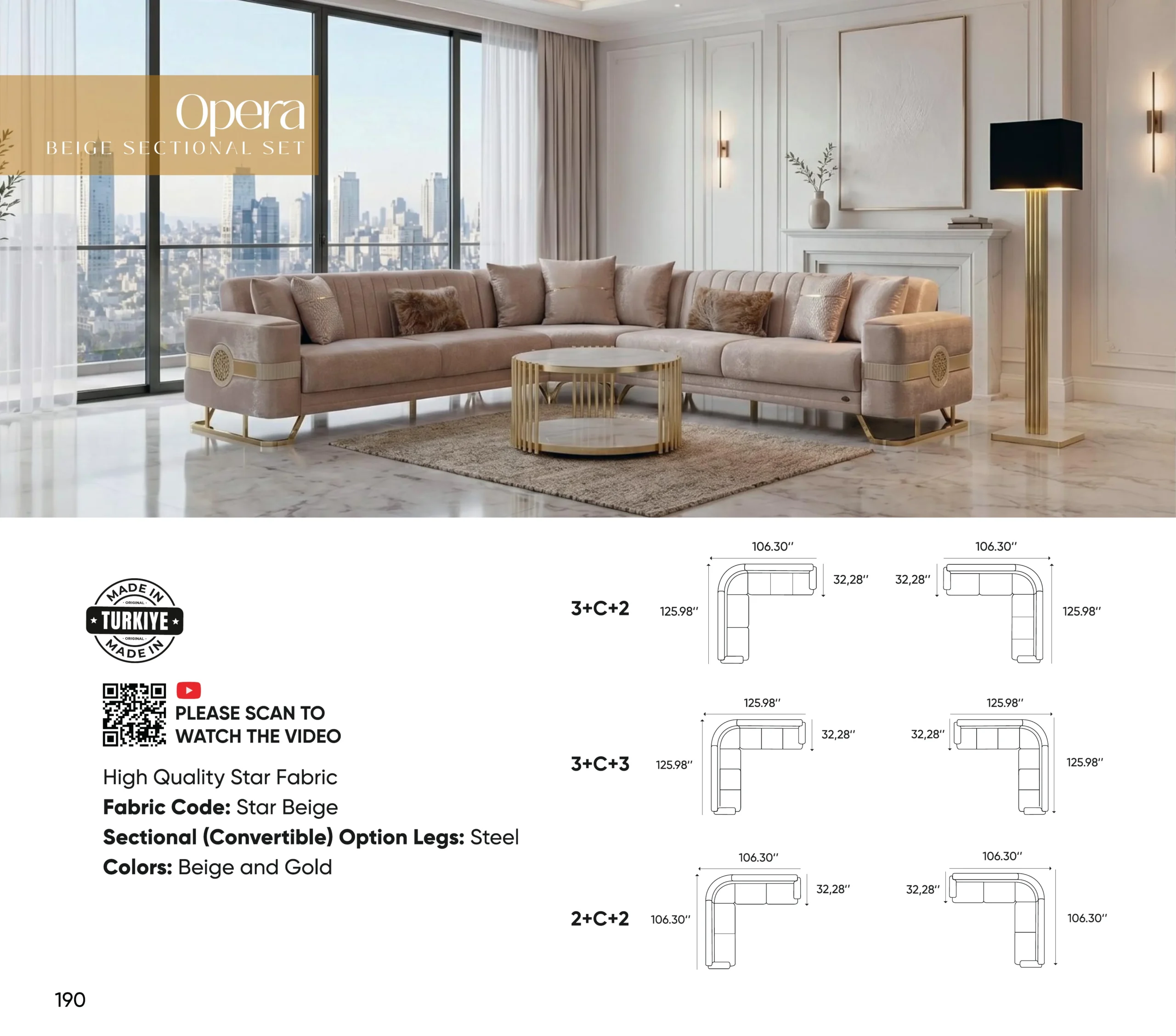 Opera Beige Sectional Set