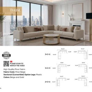 Twist Beige Sectional Set