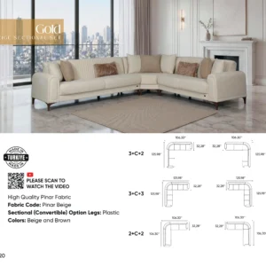 Gold Beige Sectional Set