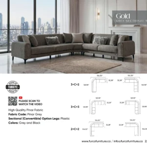 Gold Grey Sectional Set