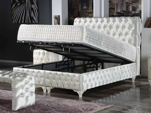 Sarayli Box Spring Bed Silver - Image 2