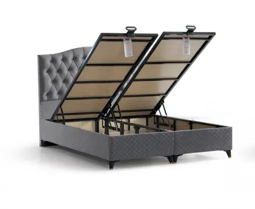 GOLD Box Spring Bed Grey - Image 2