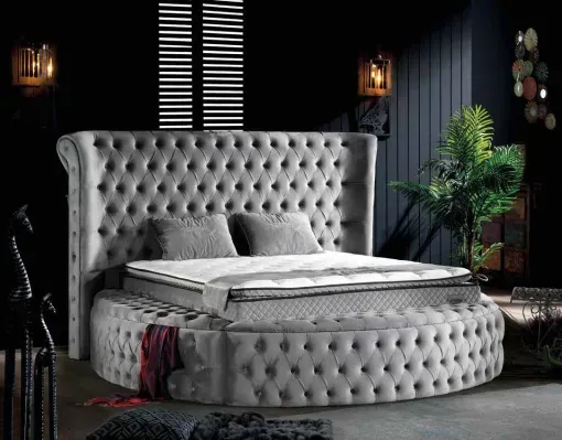 King Box Spring Bed Grey - Image 2