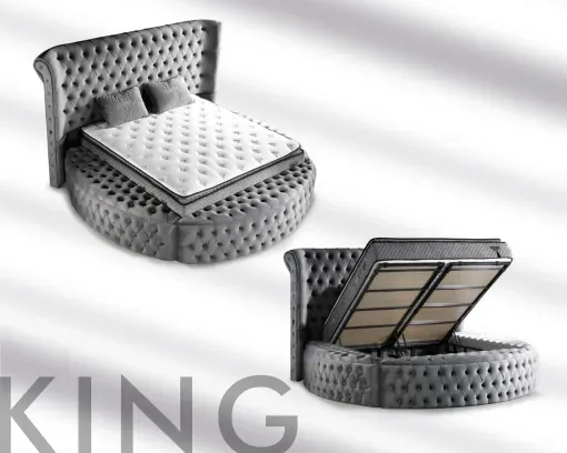 King Box Spring Bed Grey - Image 3